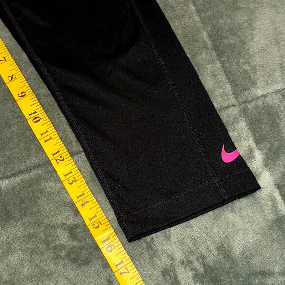 Nike Pro Dri-Fit Capri Leggings Women Small Black Pink Elastic Waistband Stretch - Picture 4 of 7
